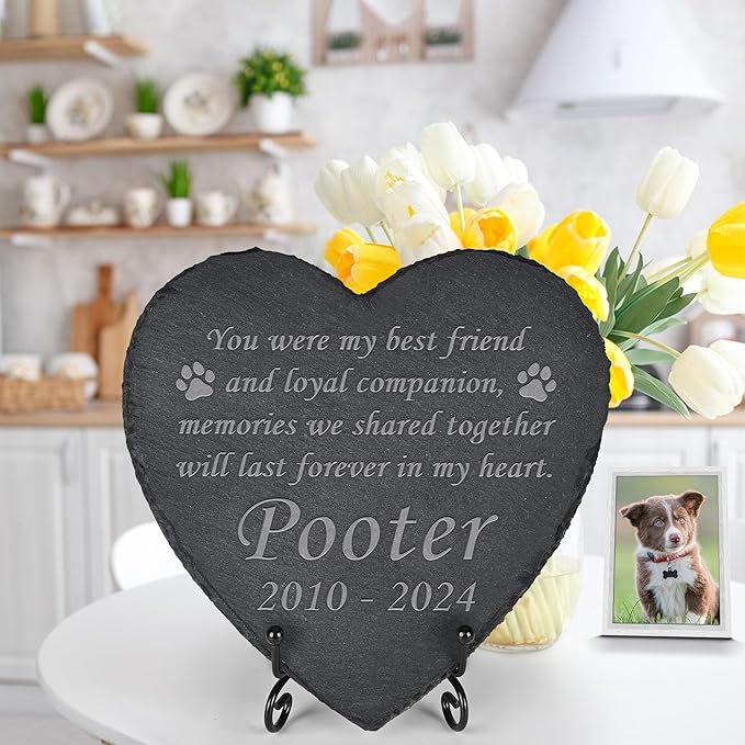Pet Memorial Gifts, Pet Memorial Stone, Dog Memorial Gifts for Loss of Dog, Pet Remembrance Gift, In Memory of Dog Cat, Loss of Pet Sympathy Gift, Pet Loss Gifts - Loyal Companion(Heart-shaped)
