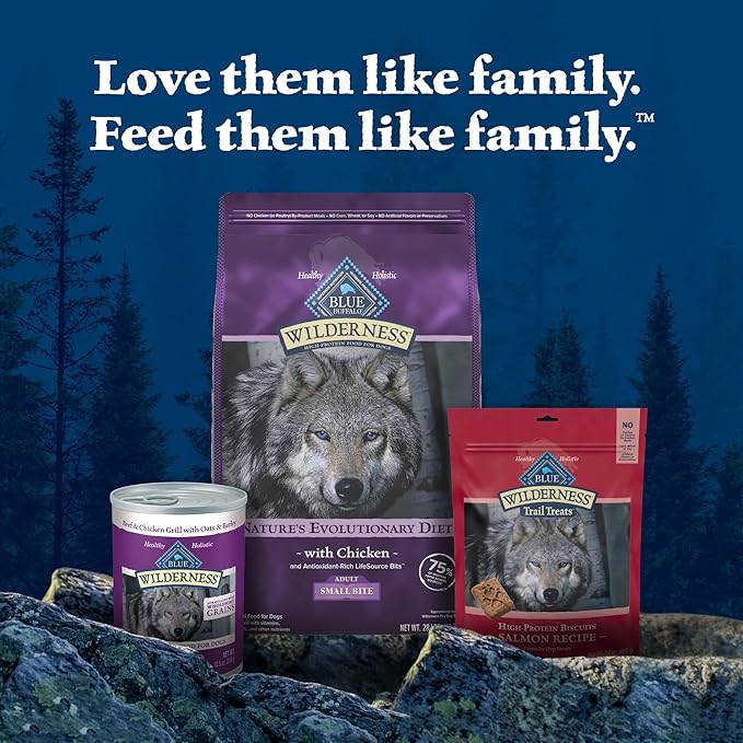 Blue Buffalo Wilderness High-Protein Small-Bite Dry Dog Food for Adult Dogs, Made in The USA with Natural Ingredients Plus Wholesome Grains, Chicken, 24-lb Bag