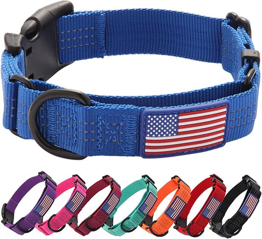 Martingale Dog Collar Quick Release Buckle No Pull Reflective Non-Slip for Medium Large Dogs Training (Blue, Large)