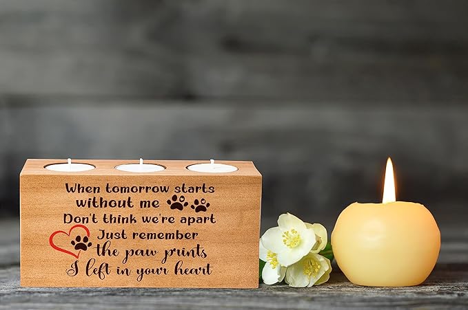 Dog Memorial Gifts for Loss of Dog, Pet Memorial Gifts for Dogs, Loss of Dog Sympathy Gift, Pet Loss Gifts, Dog Bereavement Gifts, Dog Cat Passing Away Gifts, Candle Holder 3 Votive Tea(When Tomorrow)