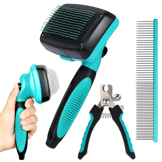 Dog Slicker Brush and Grooming Set of 3