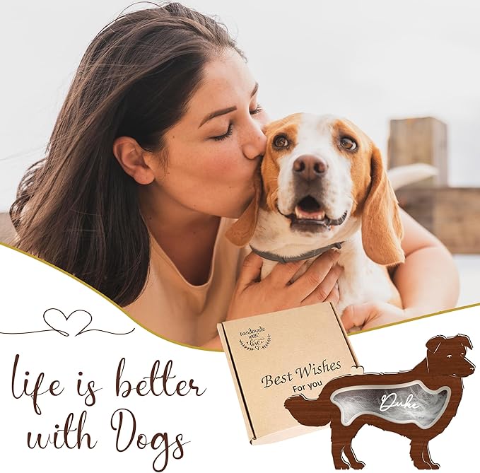 9" Border Collie Dog Hair Keepsake Box, Wooden Pet Urns for Dogs, DIY Pet Loss Sympathy Gifts, Unique Gift Dog Shape Standable Table Decor, Idea Gift for Pet Lover Storing Fur Teeth Ashes PS6-2L