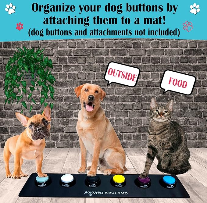 DaVoice Dog Button Mat – 6-Button Placement Pad for Communication and Talking Training (Buttons Not Included)