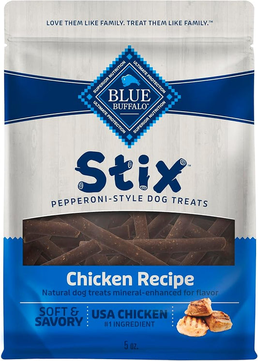 Blue Buffalo Stix Natural Soft Moist Dog Treats Chicken Recipe Bag