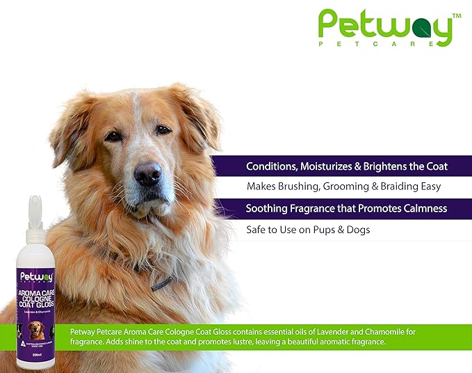 Petway Petcare Dog Cologne Spray For Dogs and Puppies, Long Lasting, Lavender & Chamomile Aroma Care Coat Gloss Deodorizing and Grooming Spray, Natural Cologne For Grooming Our Pets, 250 ml