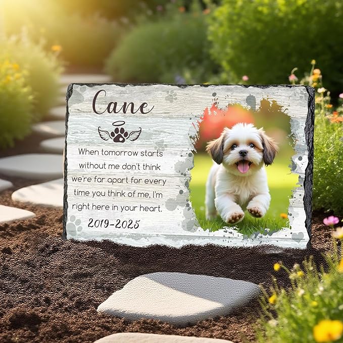 Ship Next Day, Customized Pet Memorial Stones for Dogs Cats Memorial Gifts for Loss of Dog Death Sympathy Gift with Photo Picture Name Date Personalized Pet Frame