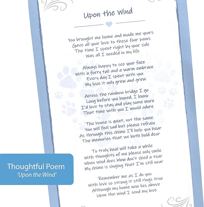 Dog Memorial Wind Chime 28" with Comforting Pet Loss eBook- Pet Memorial Gifts-Loss of Dog Sympathy Gift-Dogs Wind Chimes, Remembrance Gift