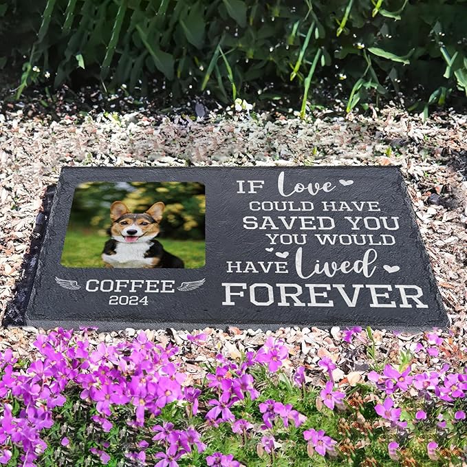 Personalized Dog & Cat Memorial Stone | Memorial Stone for Loss of Loved One | Custom Pet Grave Markers for Dogs or Cats Engraved with Pet's Name and Photo | Pet Loss Gifts for Dog or Cat Mom