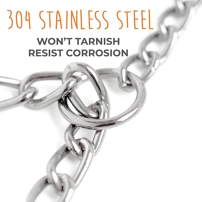 Mighty Paw Slip Collar - Stainless Steel - Weather Resistant - Tarnish Proof - Durable Chain Dog Choke Collars - No Pull Dogs Training - Strong and Premium - Metal Chain (30")