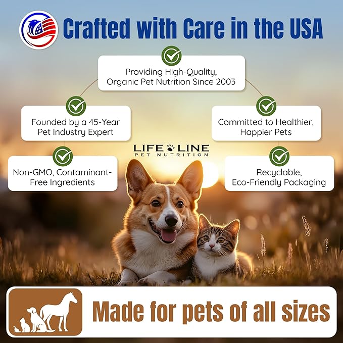 Life Line USDA Certified Organic Ocean Kelp for Pets & Livestock | Supports Skin & Coat Health, Immune Function, and Dental Hygiene | Promotes Metabolism & Reduces Plaque and Shedding – 16 oz