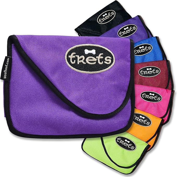 Woofhoof Dog Treat Pouch, Purple Training Treat Pouch - Clip On Dog Treat Holder, Innovative No Spill Design, Magnetic Flap, Expandable Gusset, Made of Durable Nylon, Machine Washable