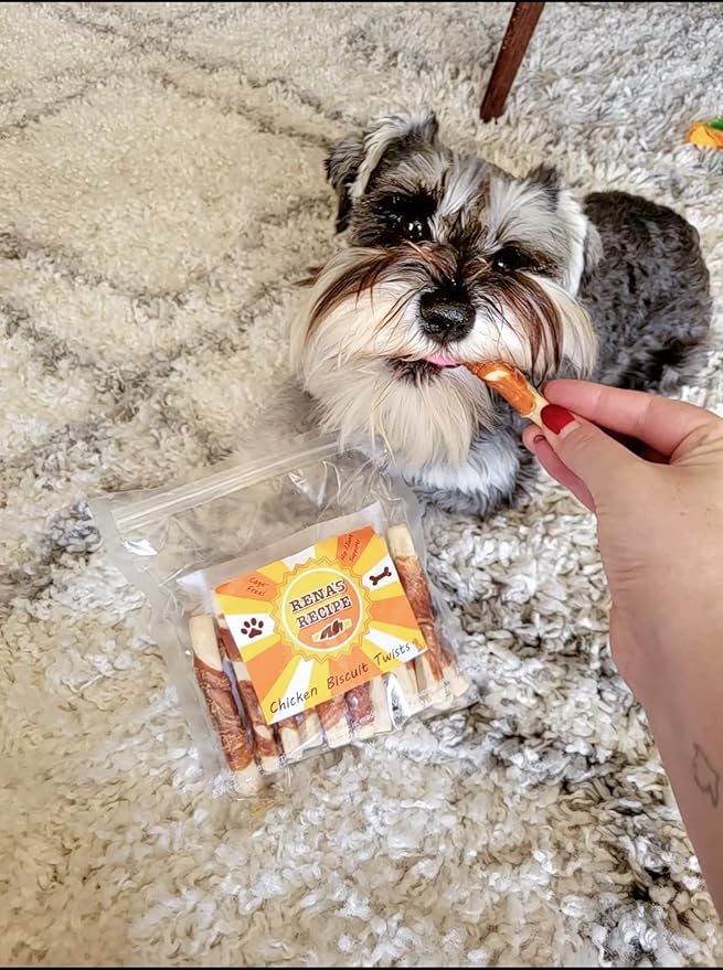 Rena's Recipe Chicken Wrapped Biscuit Twists Dog Treats – Crunchy Biscuit Sticks Wrapped with Real Chicken, High Protein Dog Treats with Glucosamine for Joint Support, 8 oz
