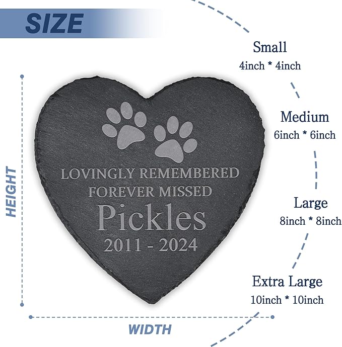 Pet Memorial Gifts, Pet Memorial Stone, Dog Memorial Gifts for Loss of Dog, Pet Remembrance Gift, In Memory of Dog Cat, Loss of Pet Sympathy Gift, Pet Loss Gifts - Lovingly Remembered(Heart-shaped)