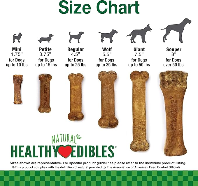 Nylabone Healthy Edibles Natural Dog Chews, Long Lasting Bones for Dogs, Bacon Flavor Dog Treats, X-Small (2 Count)