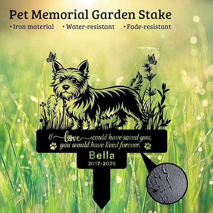 Personalized Pet Cairn Terrier Grave Marker, Custom Pet Dog Tombstones, Customized Cairn Terrier Memorial Stake with Name & Date, Weatherproof Pet Tombstone for Outdoor Graveyard Garden