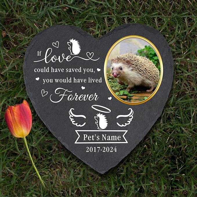 Personalized Pet Hedgehog Memorial Stones, Custom Pet Garden Stone Grave Marker for Hedgehog, Hedgehog Remembrance Gifts, Hedgehog Headstone, Pet Sympathy Gifts for Hedgehog