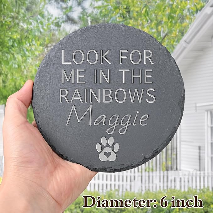 Pet Memorial Gift, Pet Memorial Stone, Sympathy Gift, Personalized Pet Memorial, Memorial Gift, Dog Memorial, Cat Memorial, Memorial Stone - Look for Me in The Rainbows