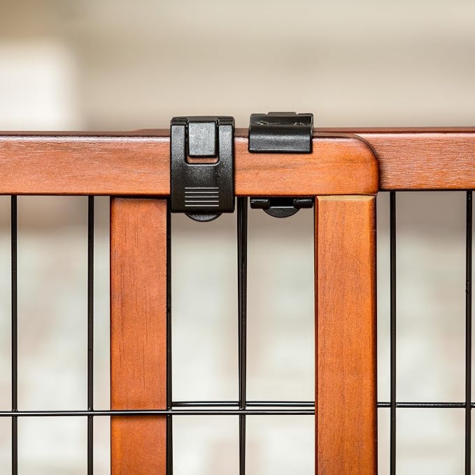 Carlson 28" Extra Tall Super Wide Dog Gate, 40"-70” Adjustable Freestanding Wooden Pet Gate for Doorways & Hallways