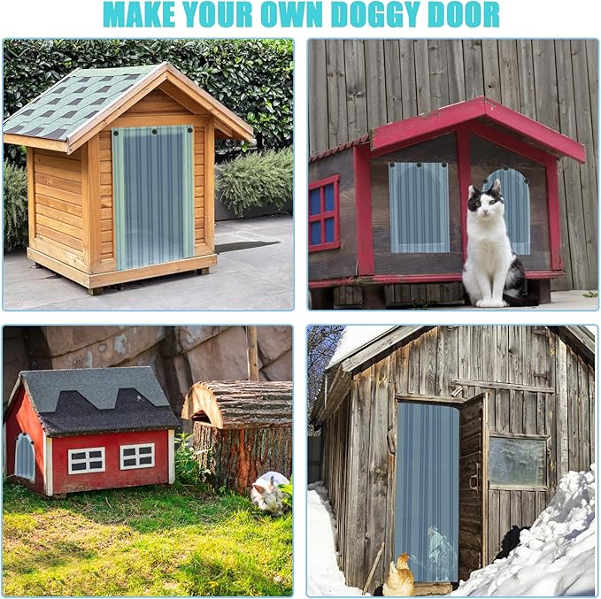 Dog Door Replacement Flap Plastic Vinyl Door Strips Transparent Dog House Door Flap Strips for DIY Dog or Cat Door, Easy to Cut & Install, 11.8 in x 4.9 ft