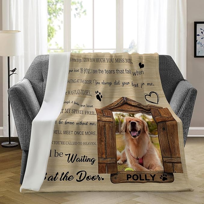 Ship Next Day, Customized Pet Memorial Gifts, Custom Dog Blanket with Picture Name, Personalized Pet Memorial Photo Blanket, Loss of Pet Sympathy Gift, Dog Passing Away Bereavement Gifts