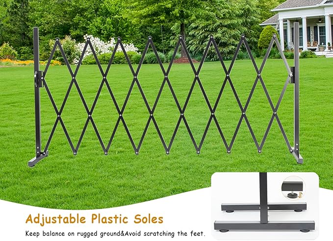 Metal Expandable Dog Gate, 9Feet, Versatile Accordion Safety Barrier, Indoor and Outdoor, Portable Retractable Barricade, Adjustable Pet Fence, Free Standing (Classic, Black)