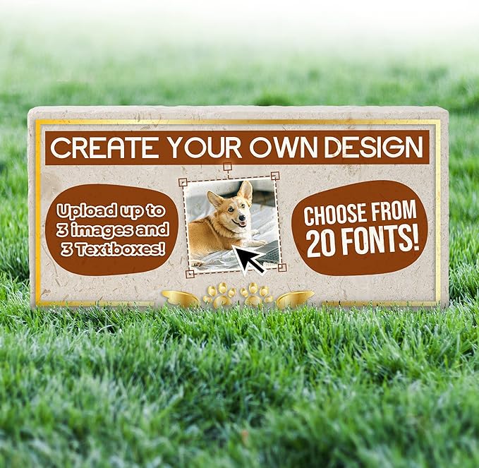 Personalized Pet Memorial Stones, 6x12 Create Your Own Pet Grave Markers as Keepsake or Pet Remembrance, Pet Loss Gifts for Bereaved Pet Owners, DIY Personalized Pet Memorial Limestone (Design 3)