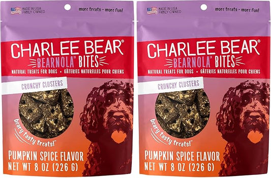 Charlee Bear Bearnola Bites Dog Treats, Pumpkin Spice Flavor, 8oz (Pack of 2)