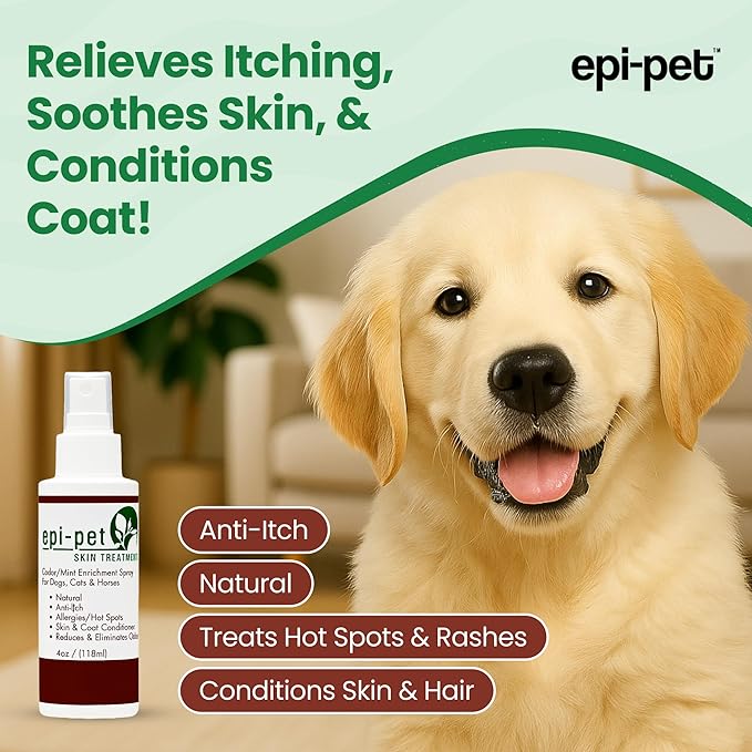 Epi-Pet Veterinary Formulated Dog Hot Spot and Dog Itch Spray, Pet Skin Treatment Spray for Allergies, Deshedding and Redness, Use it as Skin and Coat Conditioner 4 Fl Oz (Pack of 2), Cedar