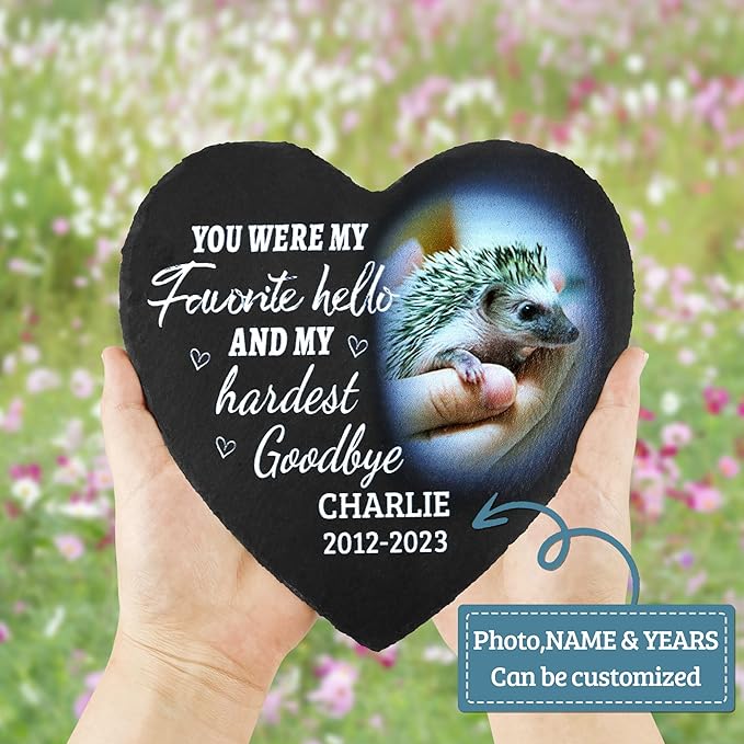 ODB Gifts for Loss of Hedgehog, Hedgehog Memorial Stone, Hedgehog Memorial Gifts, Hedgehog Loss Gifts, Hedgehog Head Stones, Hedgehog Grave Marker, Gifts for Hedgehog Lovers (Hedgehog)