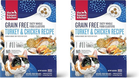 The Honest Kitchen Whole Food Clusters Grain Free Turkey & Chicken Dry Cat Food, 1 lb Trial Pouch (Pack of 2)