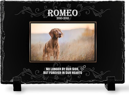 Pet Memorial Stone with Photo - 8"x12" - 6 Designs - Pet Grave Marker - Pet Headstone | Dog Memorial Stone - Garden Memorial Stones - Personalized Memorial | Waterproof - Outdoor & Indoor #1