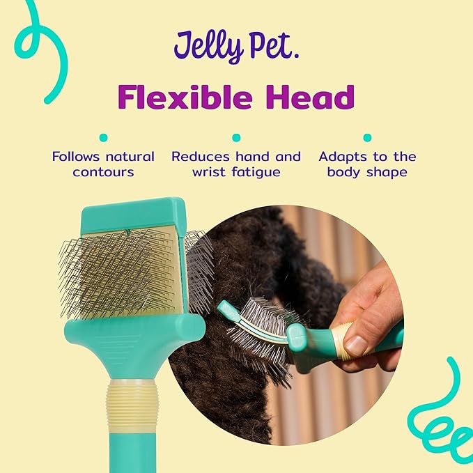 Jelly Pet Double Sided Dog Slicker Brush, Longer Pins, Flexible Head, Fine/Coarse Sides, Removes Unwanted Tangles, Medium, Pink