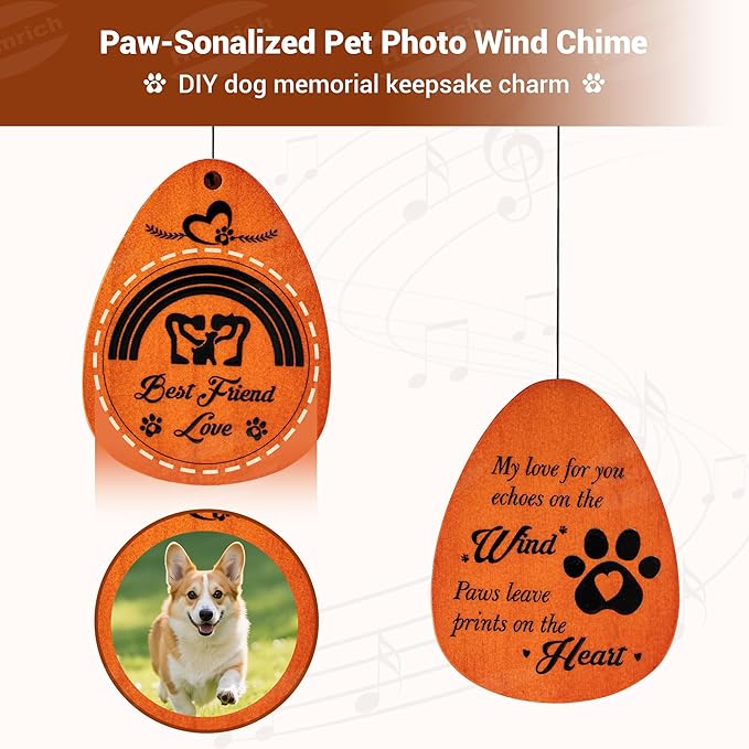 Homrich Dog Memorial Gifts for Loss of Dog, 28" Pet Memorial Wind Chimes, Loss of Dogs Sympathy Gift, Pet Passing Away Sympathy Bereavement Gift Wind Chimes for Outside