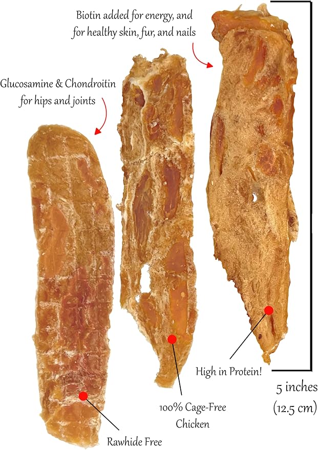 Rena's Recipe Chicken Steak Strips Dog Treats – Rawhide Free High Protein Training Treats with Glucosamine, Chondroitin & Biotin, 90 Count (3 Pack)