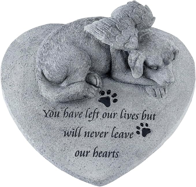 MyGift 9 Inch Resin Pet Memorial Garden Stone, Dog Loss Sympathy Remembrance Gift with Dog Angel Sculpture, in Loving Memory Plaque for Dog Lovers & Dog Mom