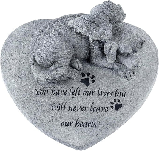 MyGift 9 Inch Resin Pet Memorial Garden Stone, Dog Loss Sympathy Remembrance Gift with Dog Angel Sculpture, in Loving Memory Plaque for Dog Lovers & Dog Mom