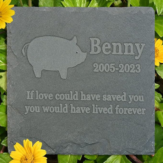 Pet Memorial Stone Gift - Garden Memorial Gravestone - Pig Grave Marker - Sympathy Headstone - Personalized Pig Loss Sympathy Gift - Memorial Gifts - Bereavement Gift for Loss of Pet