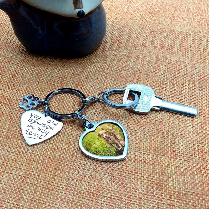 Pet Dog Remembrance Memorial Photo Frame Keychain Gifts, Pet Sympathy Present,You are Always in My Heart