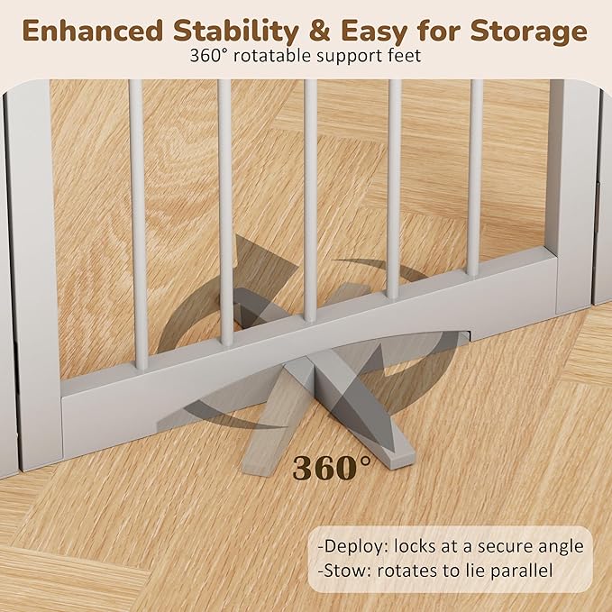 Free Standing Dog Gate Indoor, Foldable Dog Gate for Doorways Stairs Hallways, 3-Panel Freestanding Pet Gate with Support Feet for Stability, Folding Puppy Gate Easy to Move, Doggy Gate 54"x24"