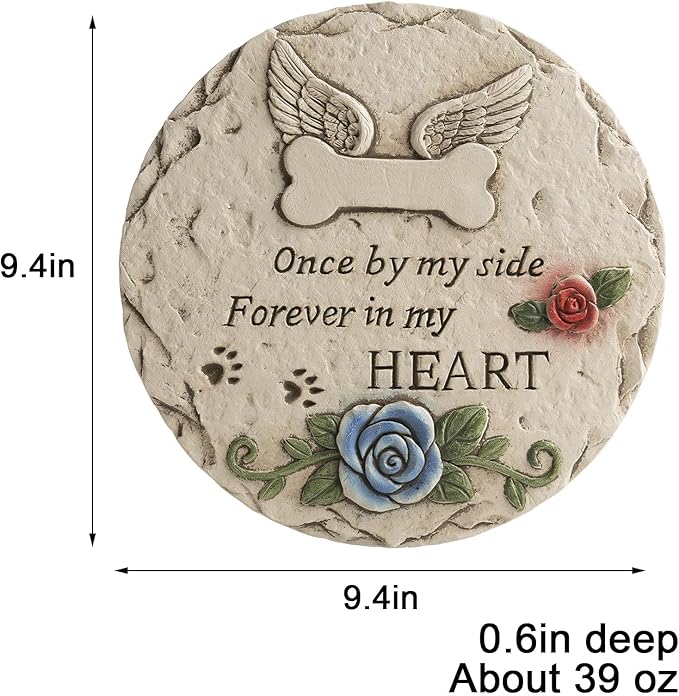 Pet Memorial Stone for Loss Dog or Cat, Dog Passing Away Sympathy Bereavement Gifts, Pet Grave Markers with Paw Prints Funerary Headstones Outdoor Garden