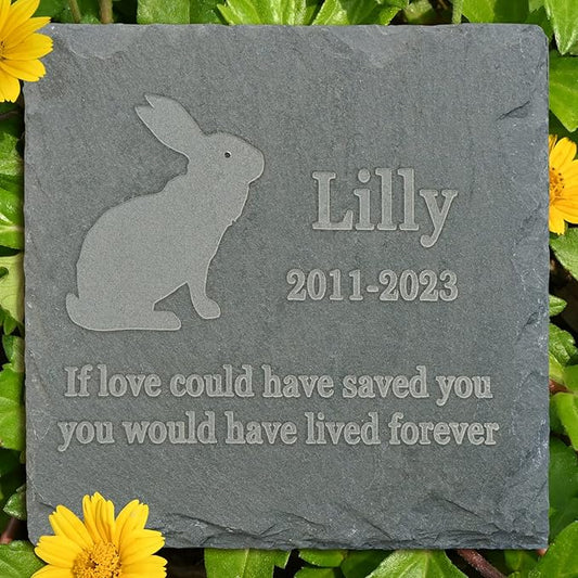 Pet Memorial Stone Gift - Garden Memorial Gravestone - Rabbit Grave Marker - Sympathy Headstone - Personalized Rabbit Loss Sympathy Gift - Memorial Gifts - Bereavement Gift for Loss of Pet