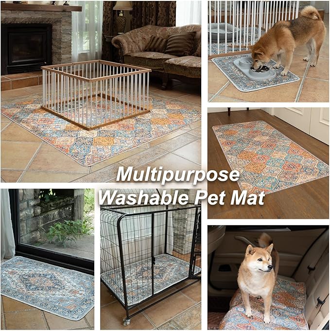 nunubaby Washable Pee Pads for Dogs, Stylish, Non-Slip and Leak-Proof Pee Pads. Reusable Potty Pads for Dogs for Crates and Floors.(Grey/Geo, 48" x48" )