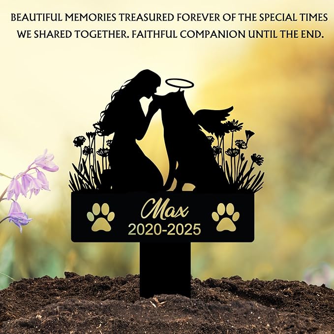 Pet Grave Markers Personalized Outdoor Memorial Decor | Best Remembrance Gifts for Dog Owners Who Lost Their Furry Friends | Thoughtful Memorial Dog Markers Grave for Pet Lovers