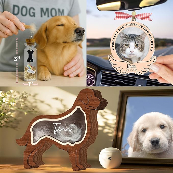 Personalized Siberian Husky Ashes Keepsake Box Wooden Pet Fur Gifts Unique Dog Shape Standable Table Decor Memorial Display Box for Small Urns Idea Gift Pet Lover Family Friend Storing Hair Teeth