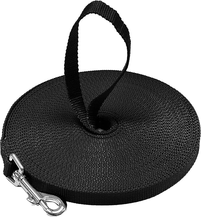 Downtown Pet Supply - Long Dog Leash - Dog Training Leash - Recall & Obedience Dog Training Tools - Nylon - 150 ft - Black Dog Leash