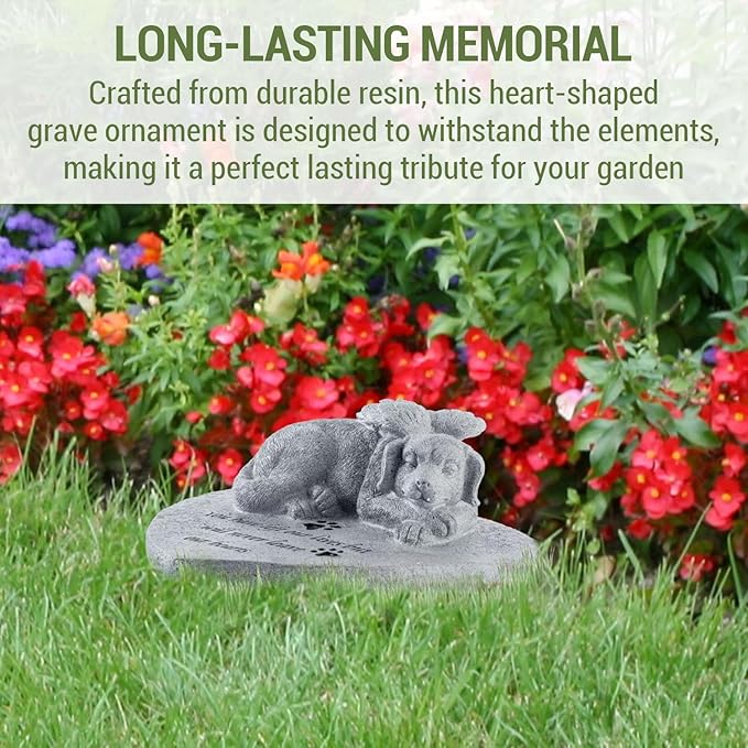 MyGift 9 Inch Resin Pet Memorial Garden Stone, Dog Loss Sympathy Remembrance Gift with Dog Angel Sculpture, in Loving Memory Plaque for Dog Lovers & Dog Mom