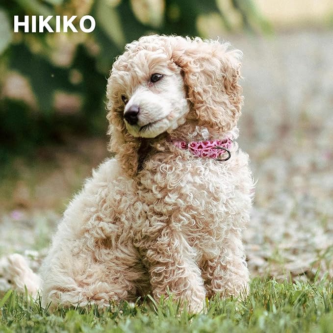 Hikiko Pink Heart Martingale Dog Collar with No Buckle Pretty Cute Valentines Dog Collar for Medium Dogs,Love,M