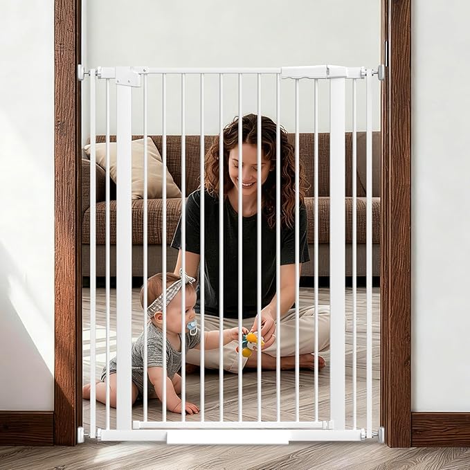40.55" Tall, 30.11-34.05 Inch Wide, 1.37" Ultra Narrow Spacing Dog Pet Baby Gate Indoor for Doorway Hallway, Pressure Mounted 31 32 33 34 Inches Wide
