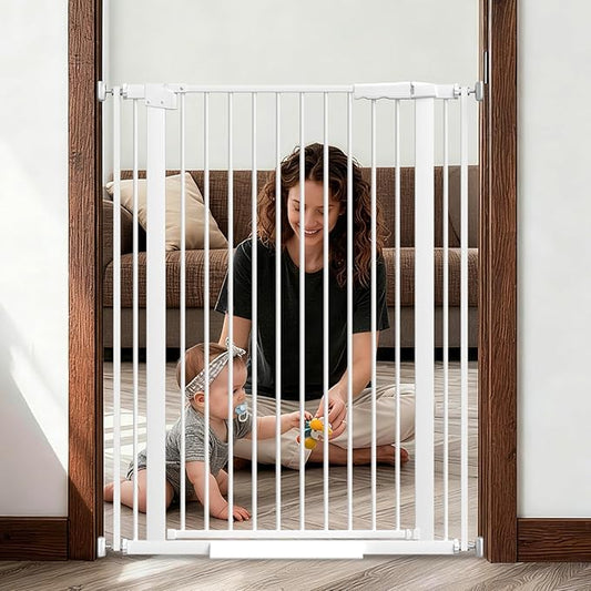 40.55" Tall, 30.11-34.05 Inch Wide, 1.37" Ultra Narrow Spacing Dog Pet Baby Gate Indoor for Doorway Hallway, Pressure Mounted 31 32 33 34 Inches Wide