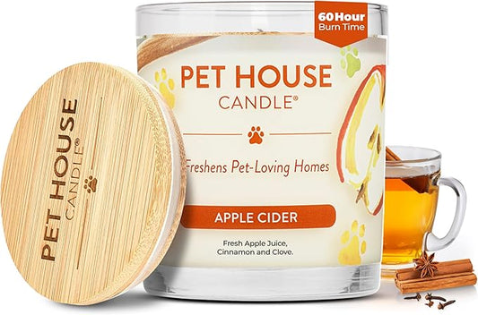 One Fur All Pet House Fall Candles, Long Lasting, Clean Burning, Soy Wax Scented Candles for Pet Odor, Apple Cider